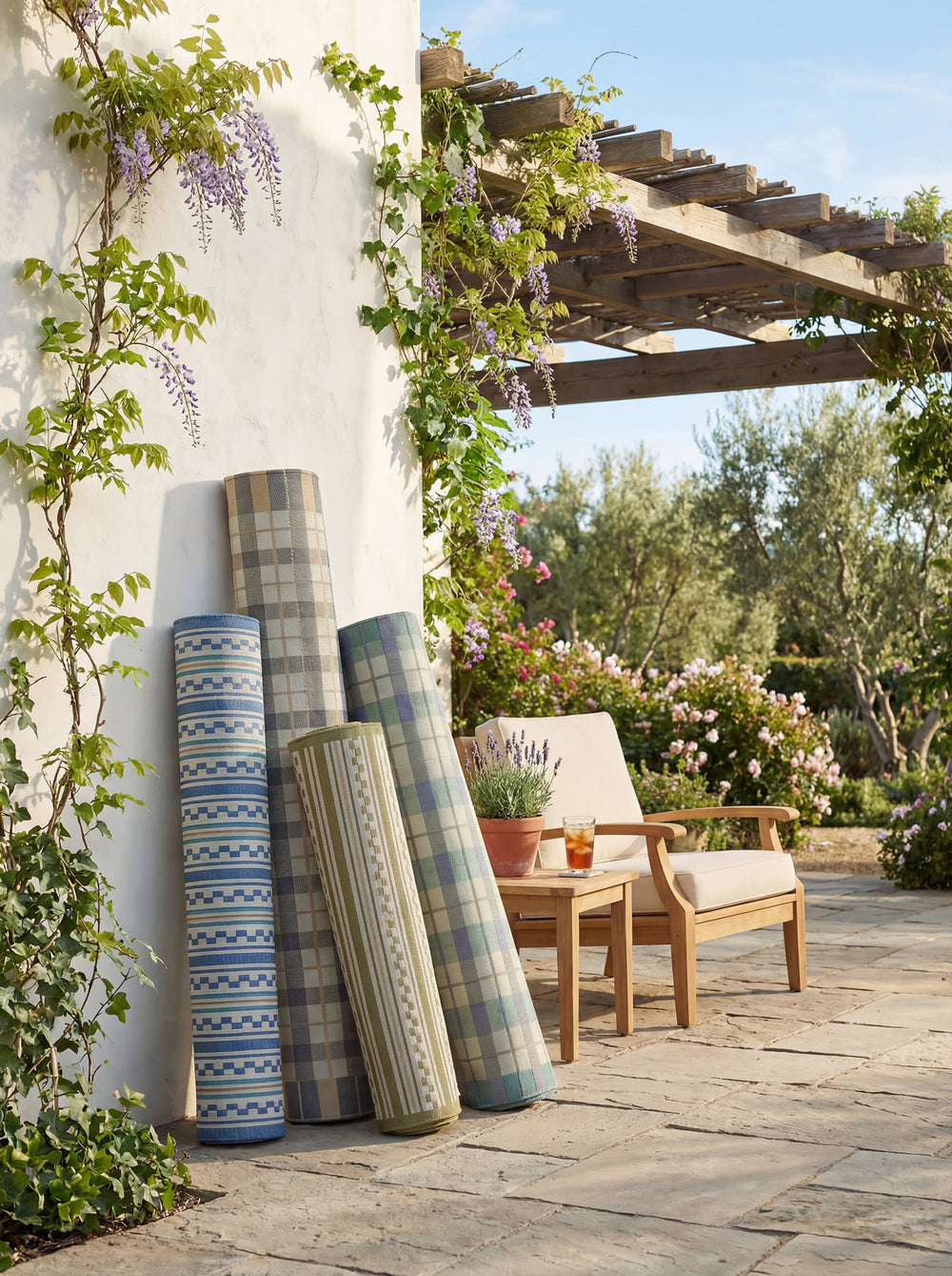 Caldera Modern Checkered Indoor/Outdoor Rug | Tan
