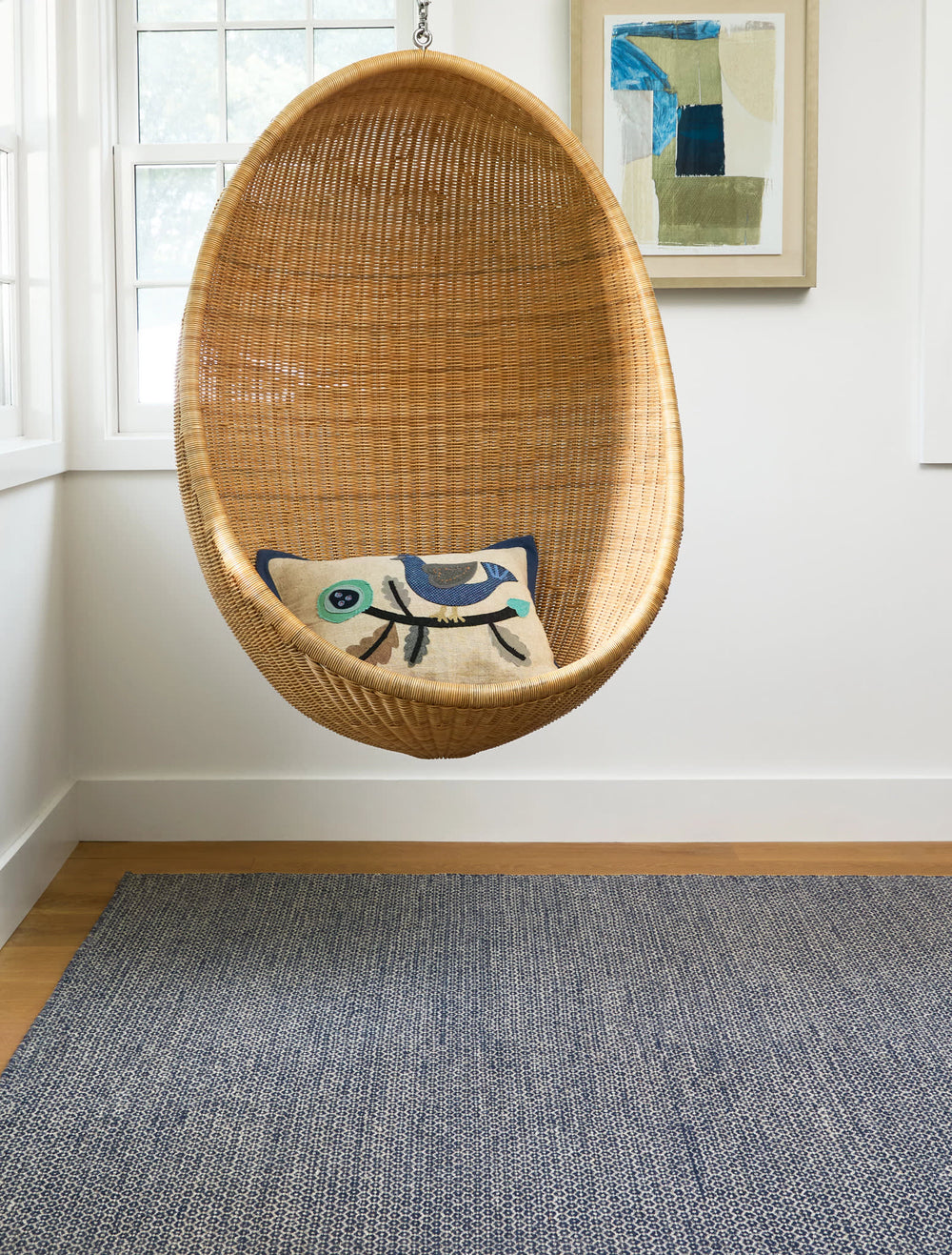 Honeycomb Handwoven Wool Rug | Indigo/Grey