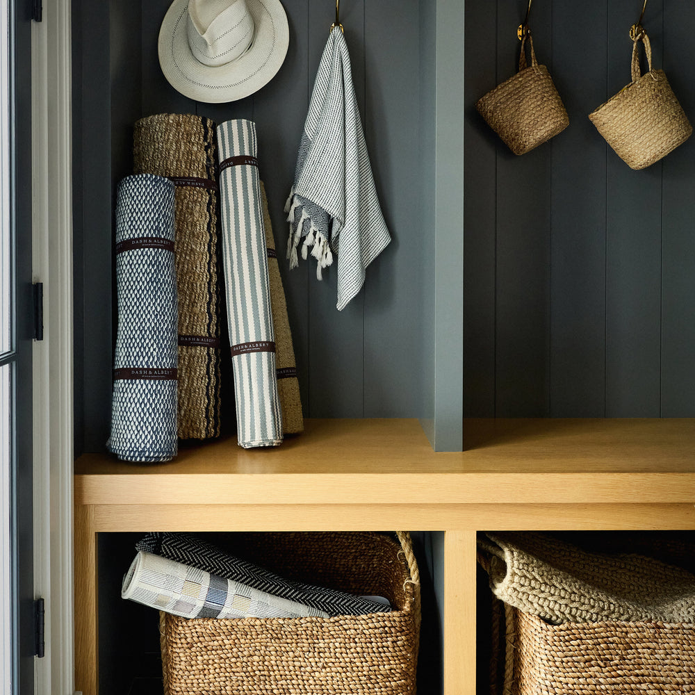 Jute Ticking Handwoven Rug | Indigo